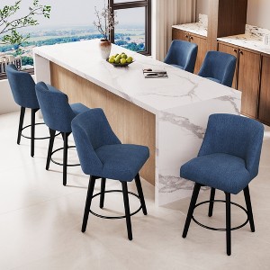 Dyonery 26" Swivel Counter Height Bar Stools with Backrests, Upholstered Seats & Wood Legs for Kitchen Island - 1 of 4