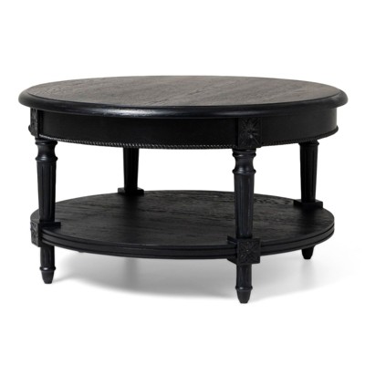Maven Lane Pullman Traditional Round Wooden Coffee Table, Antiqued Black
