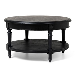 Maven Lane Pullman Traditional Round Wooden Coffee Table, Antiqued Black - 1 of 4