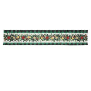 Unique Bargains Christmas Table Runner Green White Black 72"x13" 1 Pc - 1 of 4