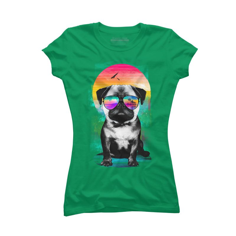 Junior's Design By Humans Summer Pug By clingcling T-Shirt, 1 of 4