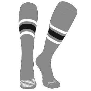 PEAR SOX Striped OTC Baseball, Softball, Football Socks (B) Silver, White, Black - 1 of 3
