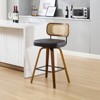 Bekrvio Swivel Counter Height Bar Stools Set of 1/2/3/4- 26" Faux Leather Upholstered with Rattan Back,Ideal for Kitchen Island - 3 of 4