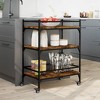 vidaXL Kitchen Trolley Smoked Oak 25.6 in.x15.7 in.x34.1 in. Engineered Wood - 3 of 4