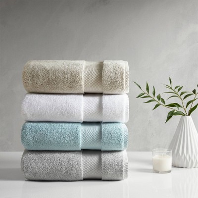 Oversized Soft Plush Gray Cotton Hand Towel Set