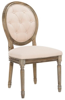 Beige Velvet Upholstered Tufted Side Chair Set with Medium Wood Frame