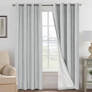 H.Versailtex Linen 100% Blackout Curtains Thermal Insulated Linen Drapes, Grommet White Liner Sold of 2 Panels - 1 of 4