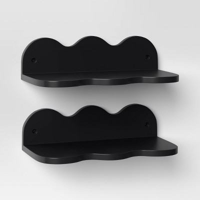 12" Wavy Wall Shelf 2pk Black - Room Essentials™