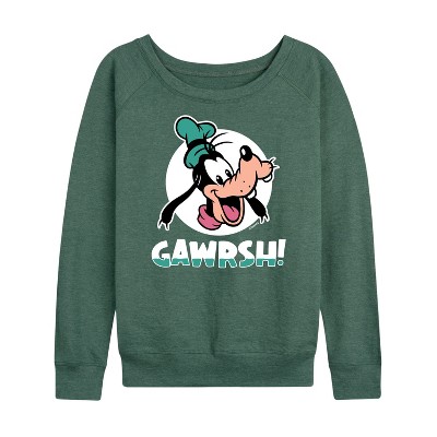 Women's - Disney - Goofy Gawrsh Lightweight French Terry Wide Neck Long Sleeve Shirt