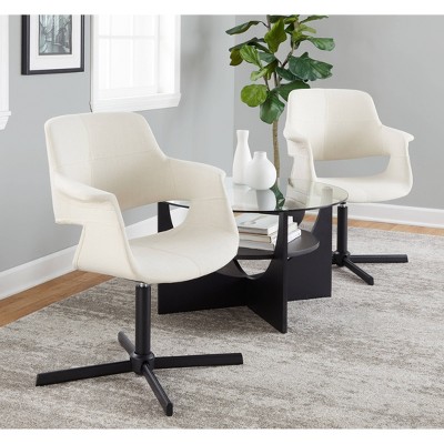 LumiSource Vintage Flair Swivel Accent Chair Black/Cream: Polyester Upholstery, Metal Frame, 250lb Capacity