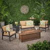 GDFStudio Hilary Outdoor Wicker 4 Seater Chat Set with Fire Pit - 2 of 4