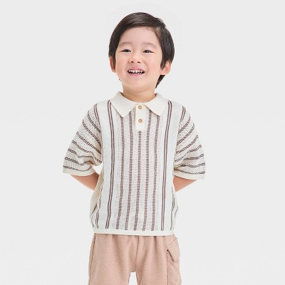 Grayson Mini Toddler Boys' Polo Knit Sweater - Off-White