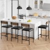 Set of 4 Bar Stools - PU Upholstered Counter Height w/Back & Footrest for Apartment, Counter Bar, Easy Assembly - 2 of 4