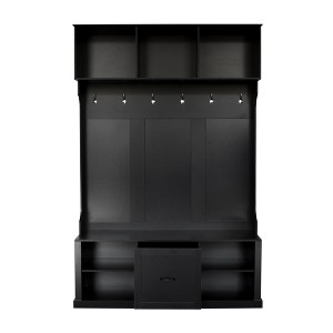 Vynxaria Hall Trees: 57-Inch Entryway Solution with Hooks, Bench, and Storage Drawer - 1 of 4