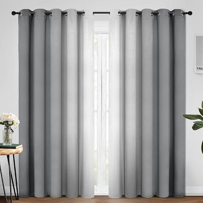 Yakamok Greyish White and Grey Ombre Curtains(52x84 Inch, 2 Panels)