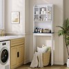Over The Toilet Storage Cabinet,Space-Saving Above Bathroom Shelf Organizer with Adjustable Shelves and Glass Door,Freestanding with Anti-Tip Device - 4 of 4