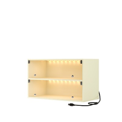 Vynxaria Off-White Shoe Display Cabinet with Glass Doors for Sneakers