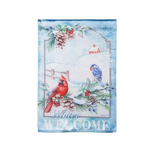 Snow Country Birds  Lustre Double Sided Indoor Outdoor Decor 18" x 12.5" - 1 of 2