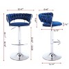 DSVIMOY Counter and Bar Stool Set of 2 Swivel Height Adjustable Velvet Bar Stools with Chrome Footrest for Dining, Blue, 25.98"*12.99"*20.66" - 3 of 4