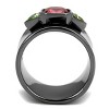 Slickblue Statement Ring for Women – Light Black IP Finish with Red Square & Green Triangle Stones – Size 5–10 - 3 of 4