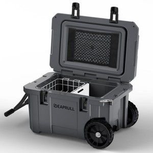 SOZT Gray 55 qt. Portable Chest Cooler, Leak-Proof Outdoor Insulated Cooler with Handle and Wheels for Camping, Beach, Boat - 1 of 4