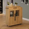 Kitchen Island Cart with Storage, Mobile Rolling Island with Glass Cabinet Doors - 4 of 4