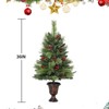 Artificial Mini Christmas Tree, Tabletop Christmas Tree with Pine Cone & Red Berry for Home Office, Indoor and Outdoor Holiday Decor - 4 of 4