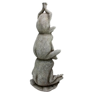 Gray Stone Resin Tower of Yoga Frog Garden Statue