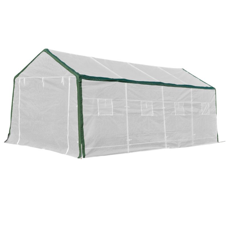Outsunny 20' x 10' x 8' Heavy-duty Greenhouse, Walk-in Hot House with Windows and Roll Up Door, PE Cover, Steel Frame, 4 of 9