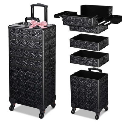 Byootique 4in1 Rolling Makeup Train Case Cosmetic Organizer Wheel
