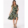 Allegra K Women's Tie Waist Beach Tropical Floral Printed Midi Wrap Dress - 2 of 4