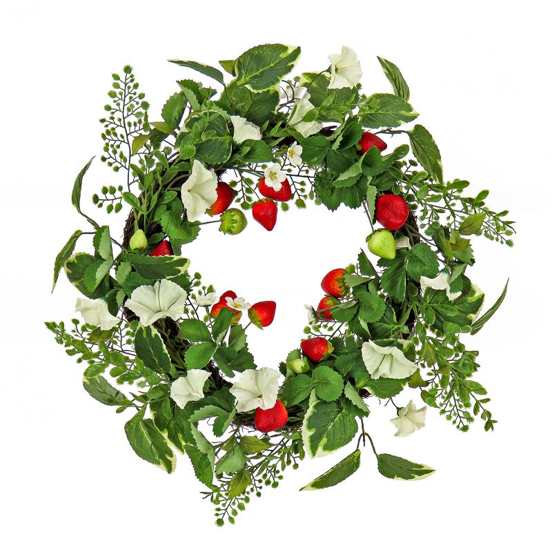 22" Strawberry and Petunia Mixed Arrangement Wreath - National Tree Company, 1 of 4