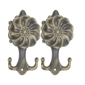 Unique Bargains Curtain Holdbacks Windmill Design Hooks Zinc Alloy 5.51"x2.56" 1Pair - 1 of 4