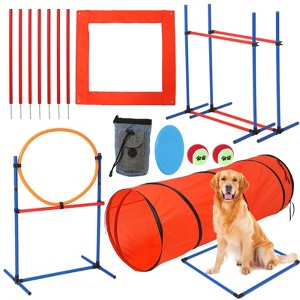 Dog Agility Equipment, 87 PCS Dog Training Obstacle Course Set - with Tunnel 2 Hurdles 8 Weave Poles Jump Ring Pause Box Toy Balls Storage Bag - 1 of 4