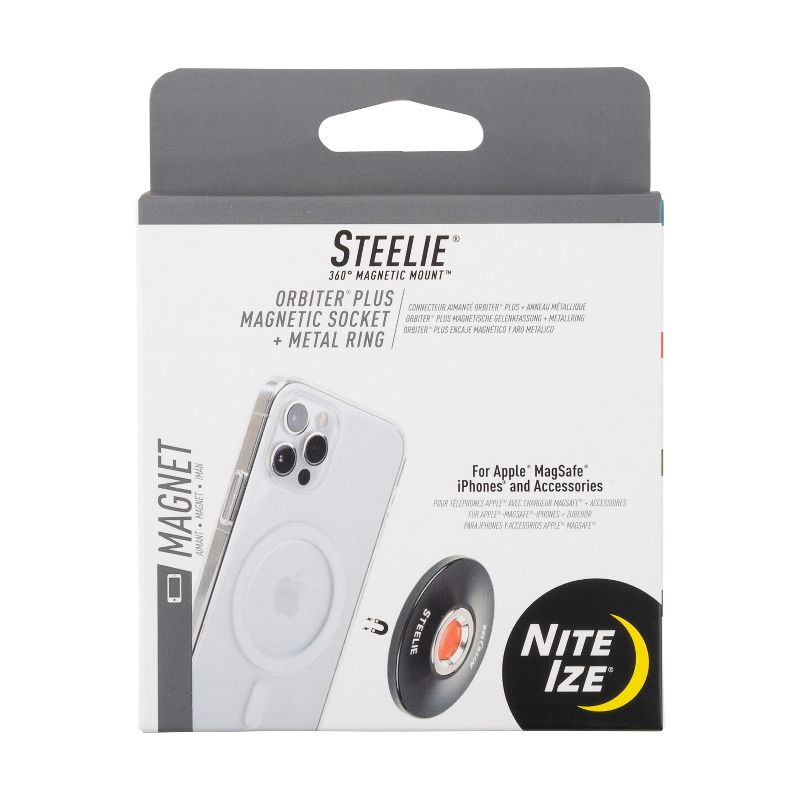 Nite Ize Steelie Orbiter Plus Socket and Metal Ring - Cell Phone Holder with MagSafe Charger Magnetic Mount - Black, 1 of 7