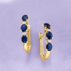 Ross-Simons 1.20 ct. t.w. Sapphire and Diamond-Accented Hoop Earrings in 14kt Yellow Gold - 4 of 4