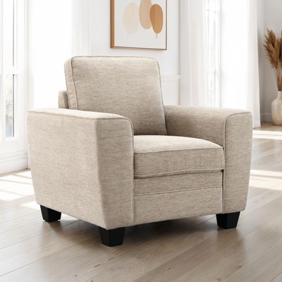 Sapphtopaz Modern Accent Chair with Track Armrest Upholstered Bedroom Chair with Slightly Tapered Leg Soft Single Chair for Living Room, Bedroom