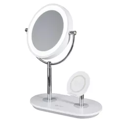 Makeup Mirror with Qi Charging Stand White (Includes LED Light Bulb) - OttLite