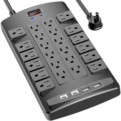 MaseiKar Surge Protector Power Strip - 6Ft Flat Plug Heavy Duty Extension Cord with 24 Outlets and 4 USB Ports(2 USB-C Ports), 1875W/15A, 4100J