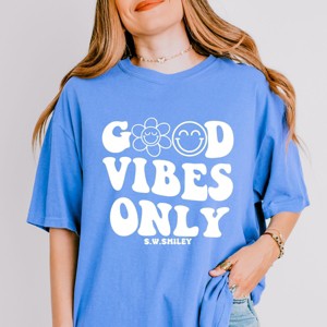 Simply Sage Market S.W.Smiley Good Vibes Only Smiley Face Garment Dyed Tee - 1 of 4
