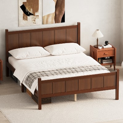 Tatub Queen LED Headboard - Rustic Wood Headboard With Charging Outlets & Adjustable Adapter
