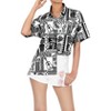 LA LEELA Women's Button Down Short Sleeve Summer Funny Aloha Party Shirt Hawaiian Club party Casual Blouse - 2 of 4