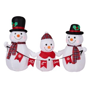 SEVOBAL Inflatable Holiday Decorations 6.2FT Christmas Inflatable Decoration, Inflatable Snowman Family with Bunting, Multicolored, 72.8"*29.5"*49.2" - 1 of 4
