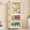 Portable Wardrobe Closet Storage Organizer,Toddler Dresser With Magnetic Doors,4 Cubes, Hanging Rod, 10 Hangers,Wardrobe Storage Cabinet Cream White - 4 of 4