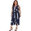 Agnes Orinda Women's Plus Size Wrap V Neck Sleeveless Tie Waist with Pockets Wide Leg Jumpsuits - 3 of 4
