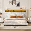 Full Bed Frame with Headboard and LED Lights, Upholstered Platform Bedframe with Charging Station, No Box Spring Needed, Easy Assembly, Beige - 4 of 4