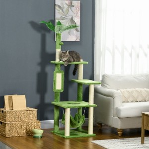 Mewoofun Cat Tree with Hammock,Indoor Cat Tower with Scratching Post, Platforms,Play Ball,19"*19"*56" - 1 of 4