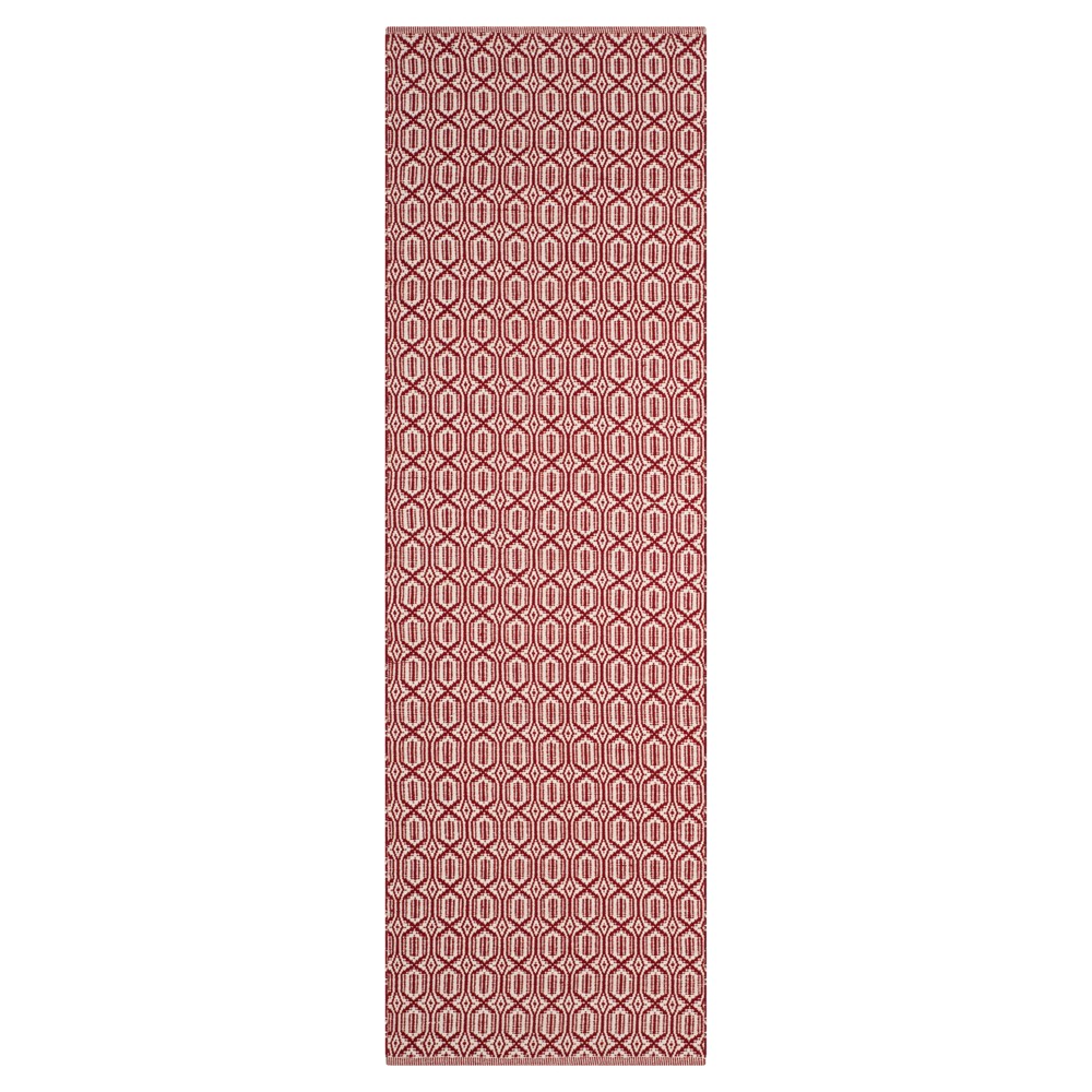 2'3inx8' Runner Ivory/Red Geometric Flatweave Woven - Safavieh
