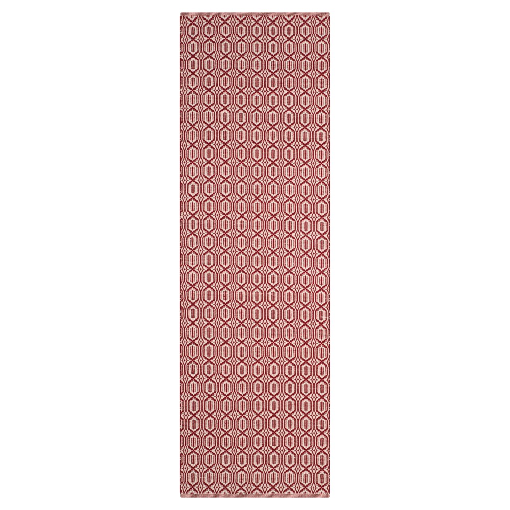 2'3inx8' Runner Ivory/Red Geometric Flatweave Woven - Safavieh