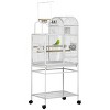 55'' Large Bird Cage with Toy Hooks Perches Food Bowls and Rolling Stand Parrot Cage with Tray for Cockatiels,White - LAOTIES - 3 of 4